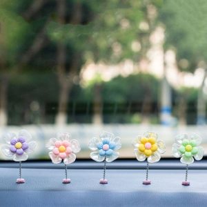 5pcs / Set Cute Cartoon Flower Car Shaking Ornament Car Dashboard Decoration, Style: Dark Color