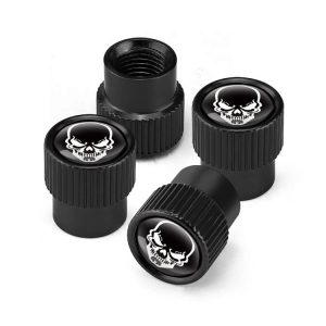 4pcs / Set Skeleton Car Tire Universal Aluminum Valve Cap (Black)