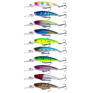 10colors / Set HENGJIA MI103 Diving Minnow Dummy Bait Biomimetic Lua Hard Lure, Size: 9.5cm 7.2g