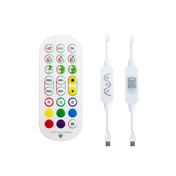 24-Key 2.4G Smart Colorful Running Water LED Light Strip Controller (White)