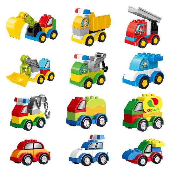Children Large Particle Engineering Car Educational Assembly Building Block Toys, Style: Fire Truck - Image 3