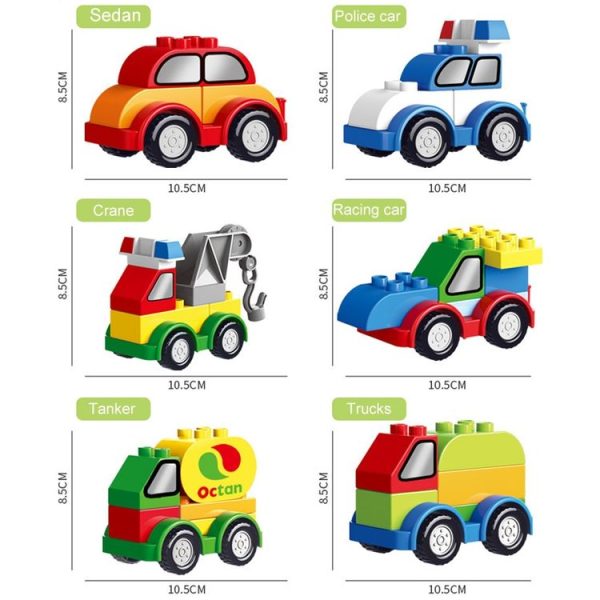 Children Large Particle Engineering Car Educational Assembly Building Block Toys, Style: Fire Truck - Image 5