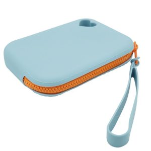 Silicone Storage Bag Portable Key Card Package Waterproof Dustproof Data Earphone Mini Bag (Light Blue)