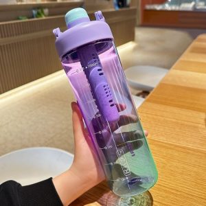 1000ml Gradient Color Large Capacity Tea Leaking Cup Outdoor Portable Kettle (Fog Purple)