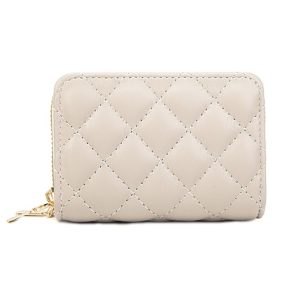 Large Capacity Double Layer Zipper Wallet Multi-card Slot Rhombus Card Holder (Grey)