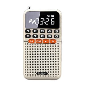 Rolton T1 Portable Radio Receiver Old People Singing Opera Player Mini Stereo Walkman (Gold)