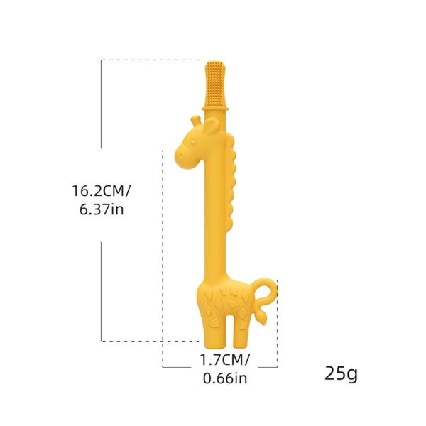 Baby Deer Toys Food Teething Sticks Silicone Giraffe (Yellow) - Image 4