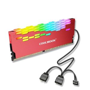 COOLMOON RA-2 Heatsink Cooler ARGB Colorful Flashing Memory Bank Cooling Radiator For PC Desktop Computer Accessories (Red)