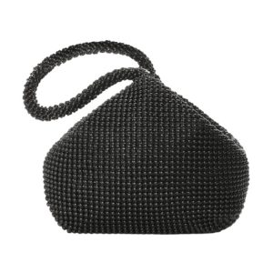 Evening Clutch Bag Ladies Banquet Soft Beaded Handbag (Black)