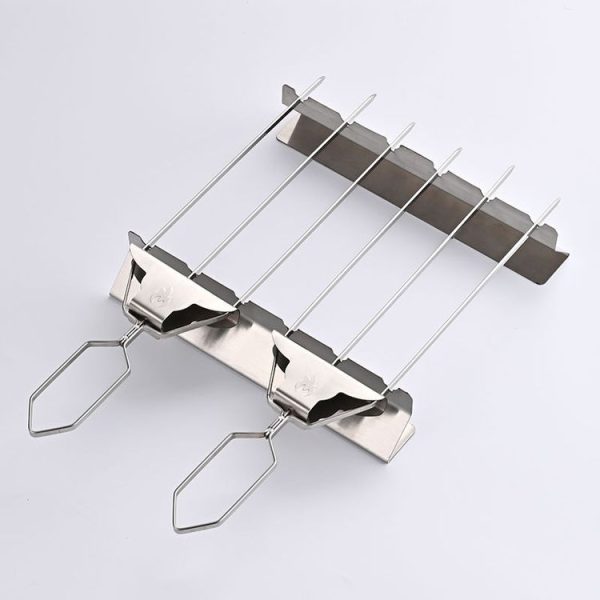 3 Way Skewer Stainless Steel BBQ Skewers Semi-Automatic Barbecue Fork - Image 6