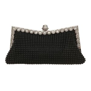 Aluminum Beads Rhinestone Evening Bag Ladies Banquet Evening Clutch Bag (Black)