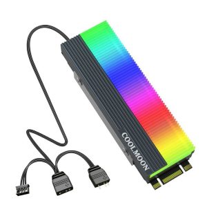 COOLMOON CM-M2A M.2 2280 Solid State Drive Cooler 5V ARGB Hard Drive Heatsink (Gray)
