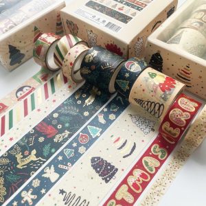 8rolls / Box Christmas Gold Foil Washi Tape Set for Journaling DIY Crafts 3cm x 2+1.5cm x 4+1cm x 2