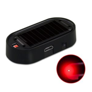 Car Solar Analog Anti-theft Device LED Warning Light (Black Shell Red Light)