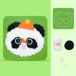Montessori DIY Embroidery Board Kindergarten Children Cartoon Wool Stitching Material Kit, Style: Panda
