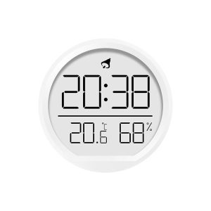 Slim Magnetic Thermometer And Hygrometer Clock Home Wall-Mounted Electronic Clock (White)