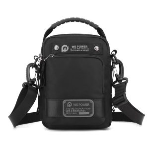 WEPOWER Men Shoulder Bag Waterproof Outdoor Multi-Functional Waist Bag Casual Versatile Crossbody Bag (Black)