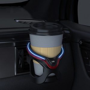 Car Cup Holder Air Conditioner Outlet Multifunctional Storage Rack, Color: Black Red LED Light