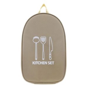 Outdoor Camping Kitchen Utensils Portable Storage Bag Picnic Flatware Supplies (Khaki)