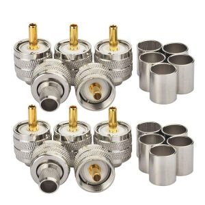 10pcs / Pack UHF Male Crimp Adapter RF Copper Shaft Connector
