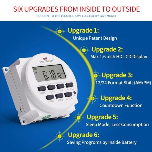 SINOTIMER TM618N-1 110V 7 Days Weekly Programmable Digital Electronic Timer Switch - Image 5