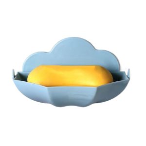 Cloud-shaped Soap Box Drain-free Wall-mounted Cute Soap Rack (Blue)