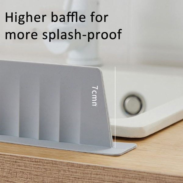 Silicone Kitchen Sink Splash Guard Countertop Water Blocking Splashback (White) - Image 5