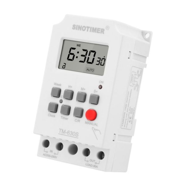 SINOTIMER TM630S-2 220V 30A Timer Switch 1 Second Interval Weekly Programmable Time Relay - Image 2