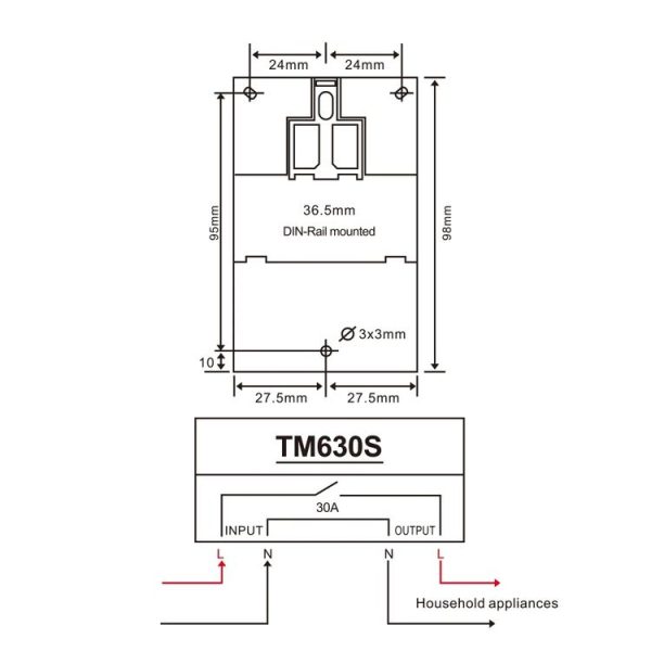SINOTIMER TM630S-K 85-265V AC 30A Timer Switch 1 Second Interval Weekly Programmable Time Relay - Image 6