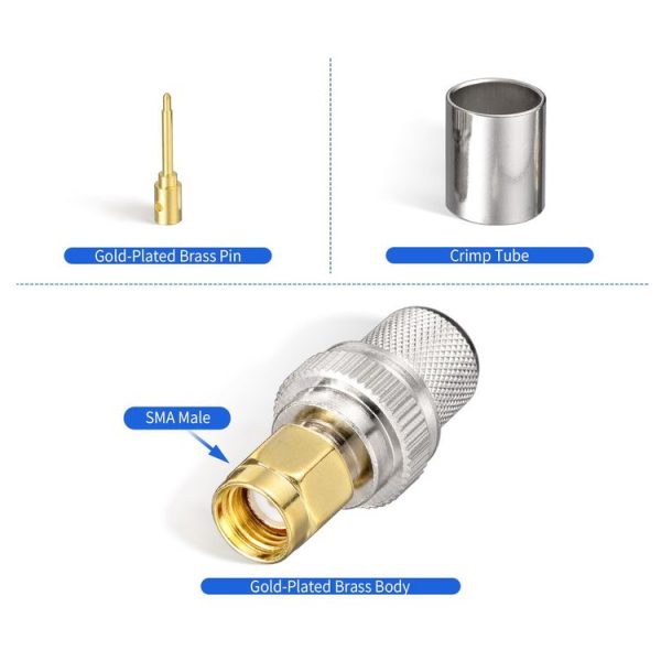 10pcs / Pack SMA Male Crimp Connector Kit For LMR-400 / RG8 / RG213 / Belden-9913 SMA Extension Cable - Image 2