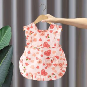 Children Summer Sleeveless Bibs Flowery Eating Reversible Clothes, Style: Love (Size: 90)