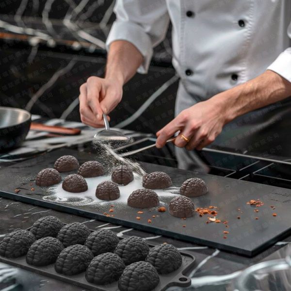 10 Grids Brain Halloween Chocolate Mould Homemade Brain Cake Mould DIY Candy Soft Molds (Black) - Image 6