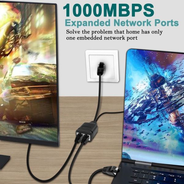 Network Cable 1 In 2 RJ45 Simultaneous Internet Access Male Adapter Cable - Image 6