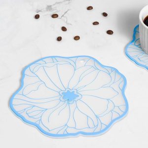 19cm Simple Heat Insulation Anti-Scald Table Mat Anti-Slip Oil Resistant Easy Clean Bowl Coaster (Lan Se )
