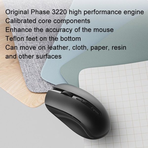 Rapoo M350G Bluetooth / 2.4G Wireless Mouse Office Desktop Laptop Mute Mouse (Dark Gray) - Image 4