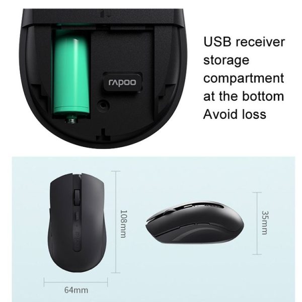 Rapoo M350G Bluetooth / 2.4G Wireless Mouse Office Desktop Laptop Mute Mouse (Dark Gray) - Image 7