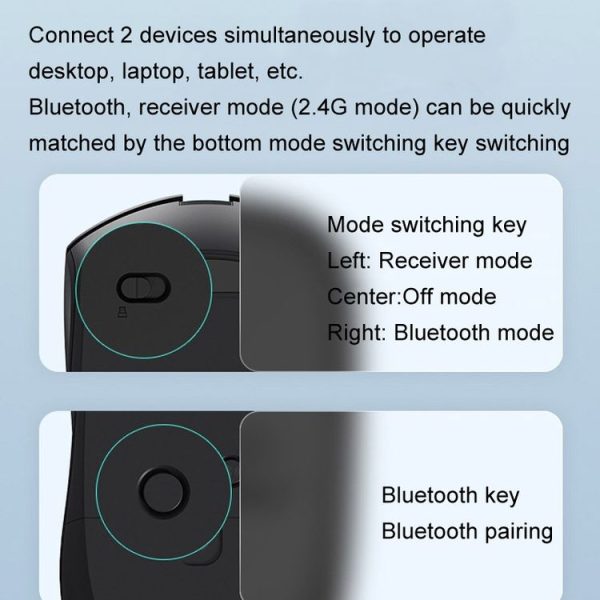 Rapoo M350G Bluetooth / 2.4G Wireless Mouse Office Desktop Laptop Mute Mouse (Dark Gray) - Image 8
