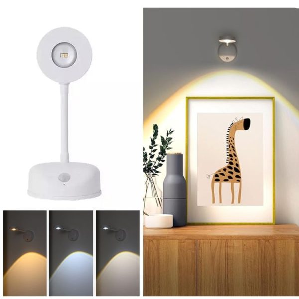 Rechargeable LED Motion Sensor Wireless Spotlight Dimmable Picture Light 1200mAH (White)