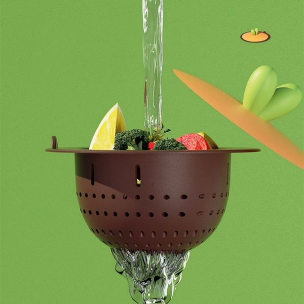 Kitchen Sink Drainage Mesh Household Anti Clogging Residue Strainer (Dark Brown) - Image 9