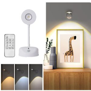 Rechargeable LED Motion Sensor Wireless Spotlight With Remote Control 1200mAH White