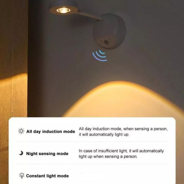 Rechargeable LED Motion Sensor Wireless Spotlight With Remote Control 1200mAH White - Image 3