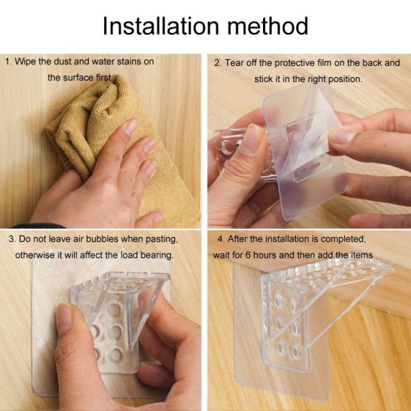 4pcs Partition Bracket No Punch Right Angle Laminate Shelf Wardrobe Partition Board Fixing Holder, Size: 7x7cm - Image 11