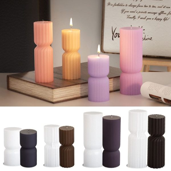 DIY Geometric Cylinder Vertical Stripe Candle Silicone Mold Resin Ornaments Mold, Spec: 001 - Image 4
