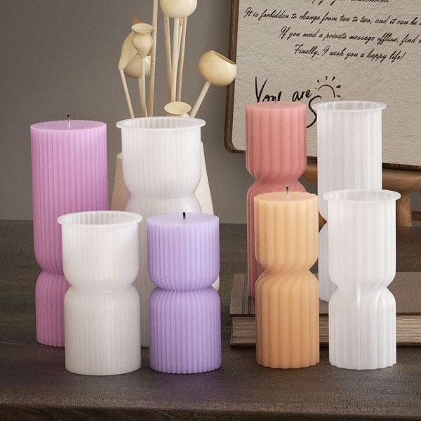 DIY Geometric Cylinder Vertical Stripe Candle Silicone Mold Resin Ornaments Mold, Spec: 001 - Image 5