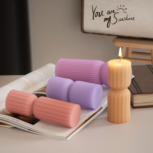 DIY Geometric Cylinder Vertical Stripe Candle Silicone Mold Resin Ornaments Mold, Spec: 001 - Image 6