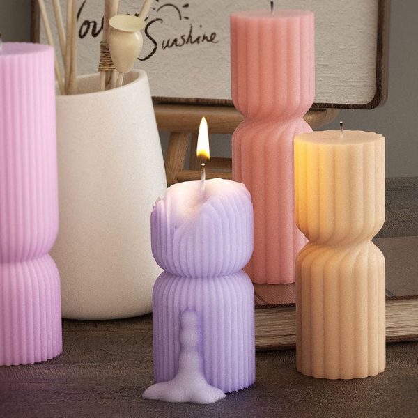 DIY Geometric Cylinder Vertical Stripe Candle Silicone Mold Resin Ornaments Mold, Spec: 001 - Image 7