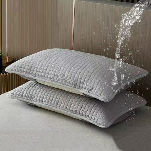 48cm x 74cm 1pair Household Anti-Sweat And Dirt-Insulating Cotton Pillowcases (Gray)
