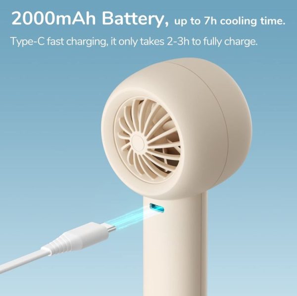 JisuLife FA42 Handheld Portable Small Rechargeable Turbo Fan, Color: Brown 2000mAh - Image 2