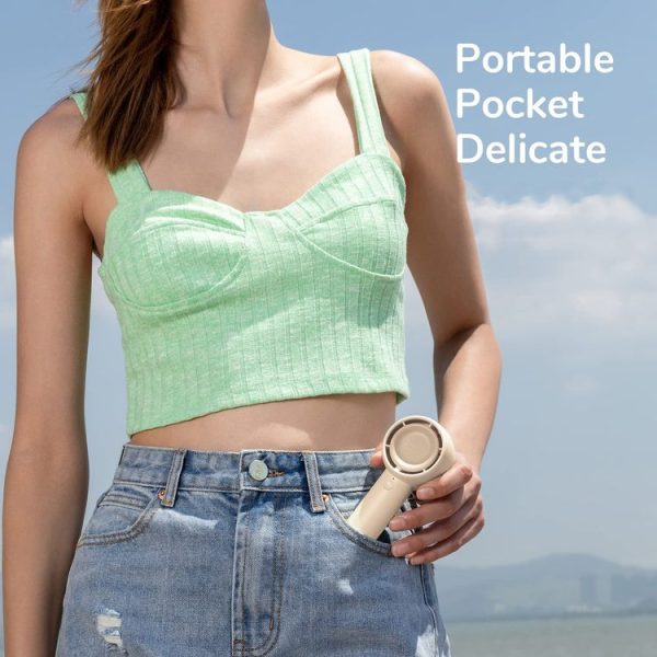 JisuLife FA42 Handheld Portable Small Rechargeable Turbo Fan, Color: Brown 2000mAh - Image 8