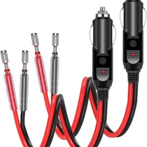 1pair 16AWG 15A 12V / 24V Fused Cigarette Lighter Plug With Lead